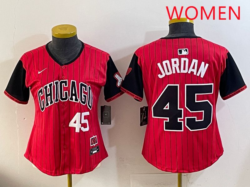 Women 2025 Chicago White Sox #45 Jordan Red Joint Name Nike MLB Jersey style 2->more jerseys->MLB Jersey
